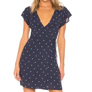 Rails "Brenna" Navy Blue & White Polka Dot Wrap Dress - Size XS